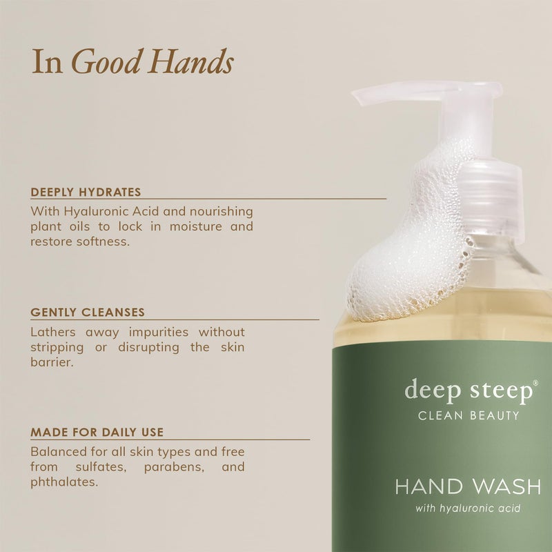 Deep Steep Liquid Hand Wash, Vanilla Coconut, 17.6 oz â€“ Moisturizing Cleanser with Olive Oil, Aloe Vera, Glycerin & Hyaluronic Acid â€“ Vegan, Clean Beauty, Soft & Nourished Hands - Image 4